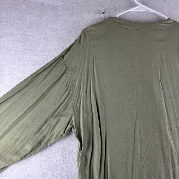 XPRSO Tunic Top Button Long Sleev Medium 100% Rayon Sage Green Cottage Lagenlook - Picture 3 of 10